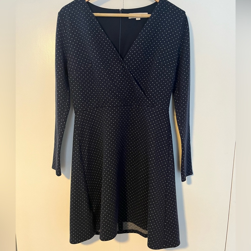 Loft V Neck Long Sleeve Pique Dress